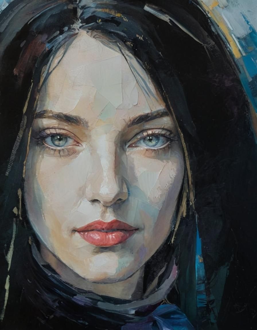 Elegant Woman Portrait in Impasto Painting Style