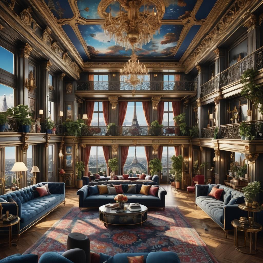 Paris Penthouse Interior in Maximalist Style