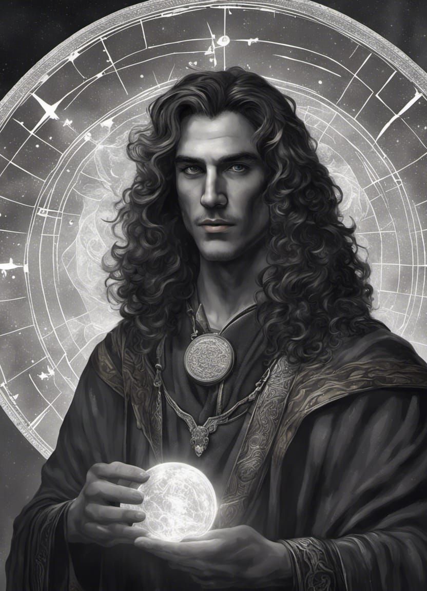 Greek Wizard Portrait in Detailed Digital Illustration