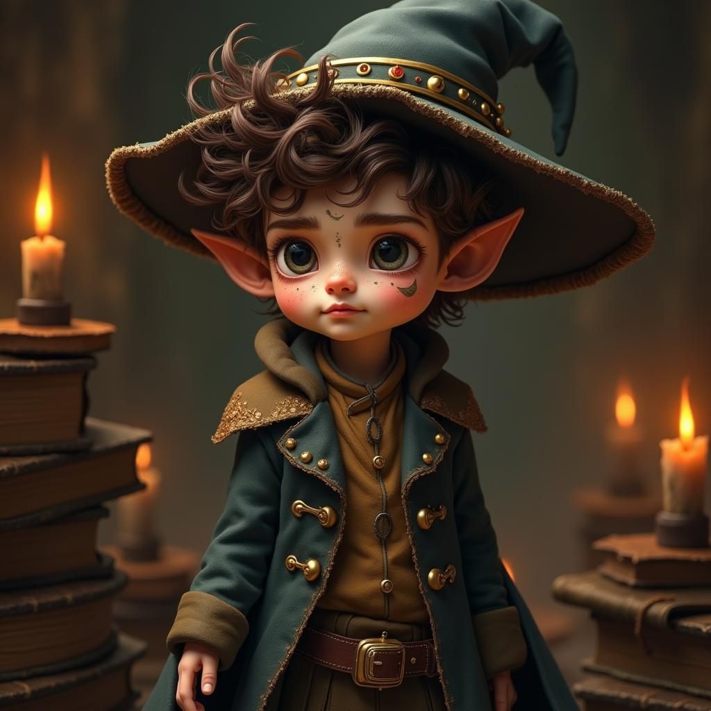 Whimsical Halfling Wizard with Crescent Moon Scar