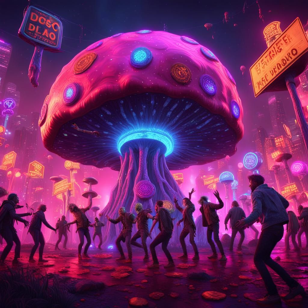 Zombie Disco Party in a Futuristic City