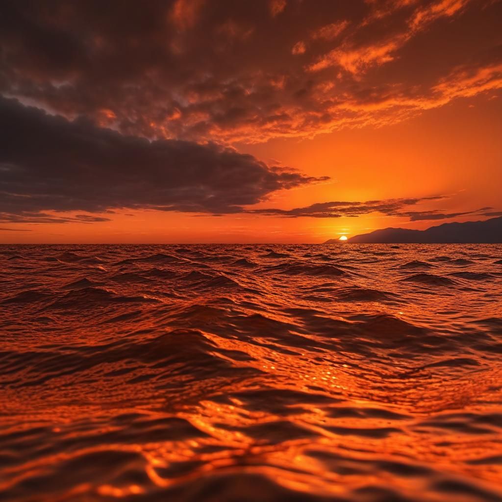 Orange Sunset in Hyperrealistic Style