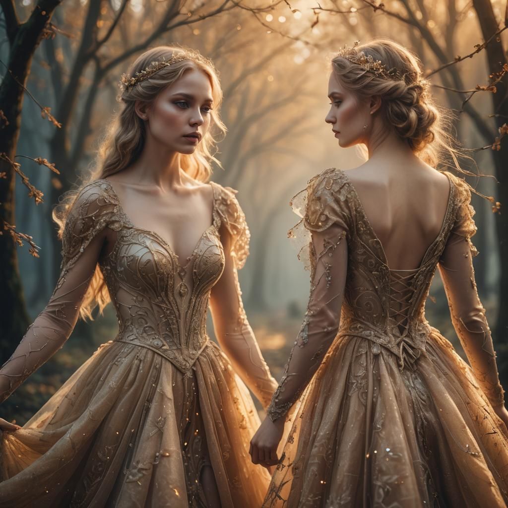 Romantic Fairytale: Two Muses in Golden Hour Light