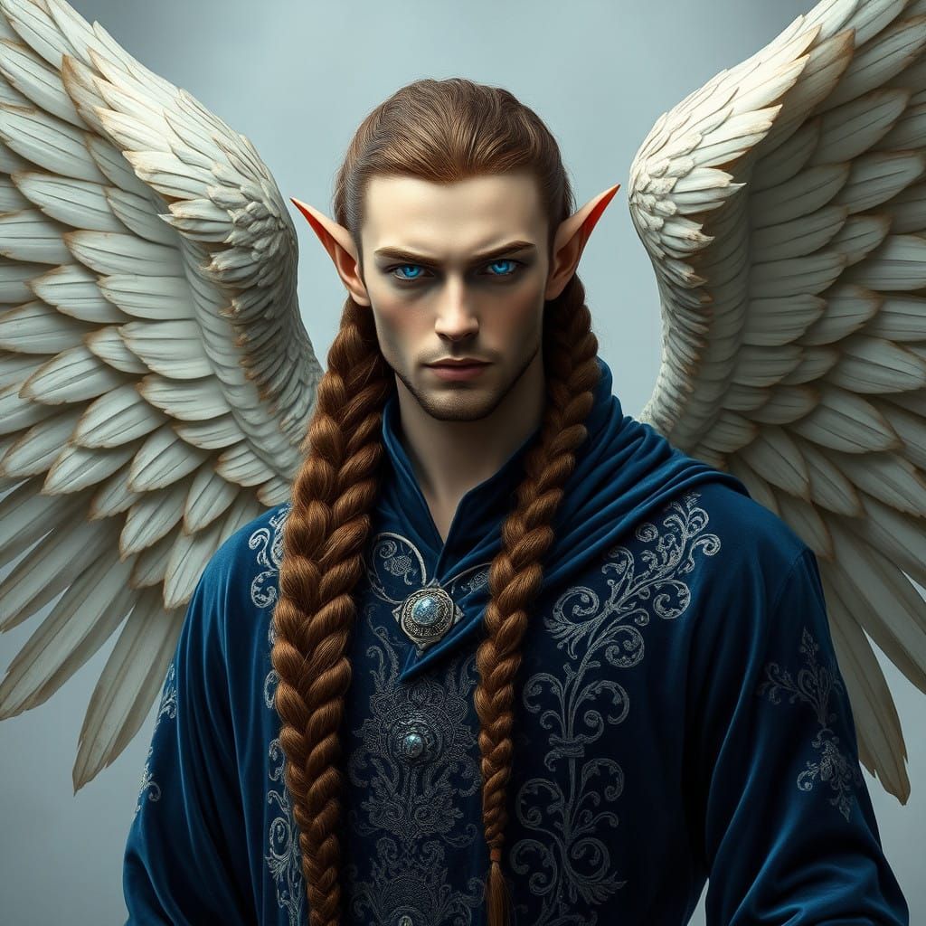 Majestic Male Fae with Angelic Wings and Ethereal Glow