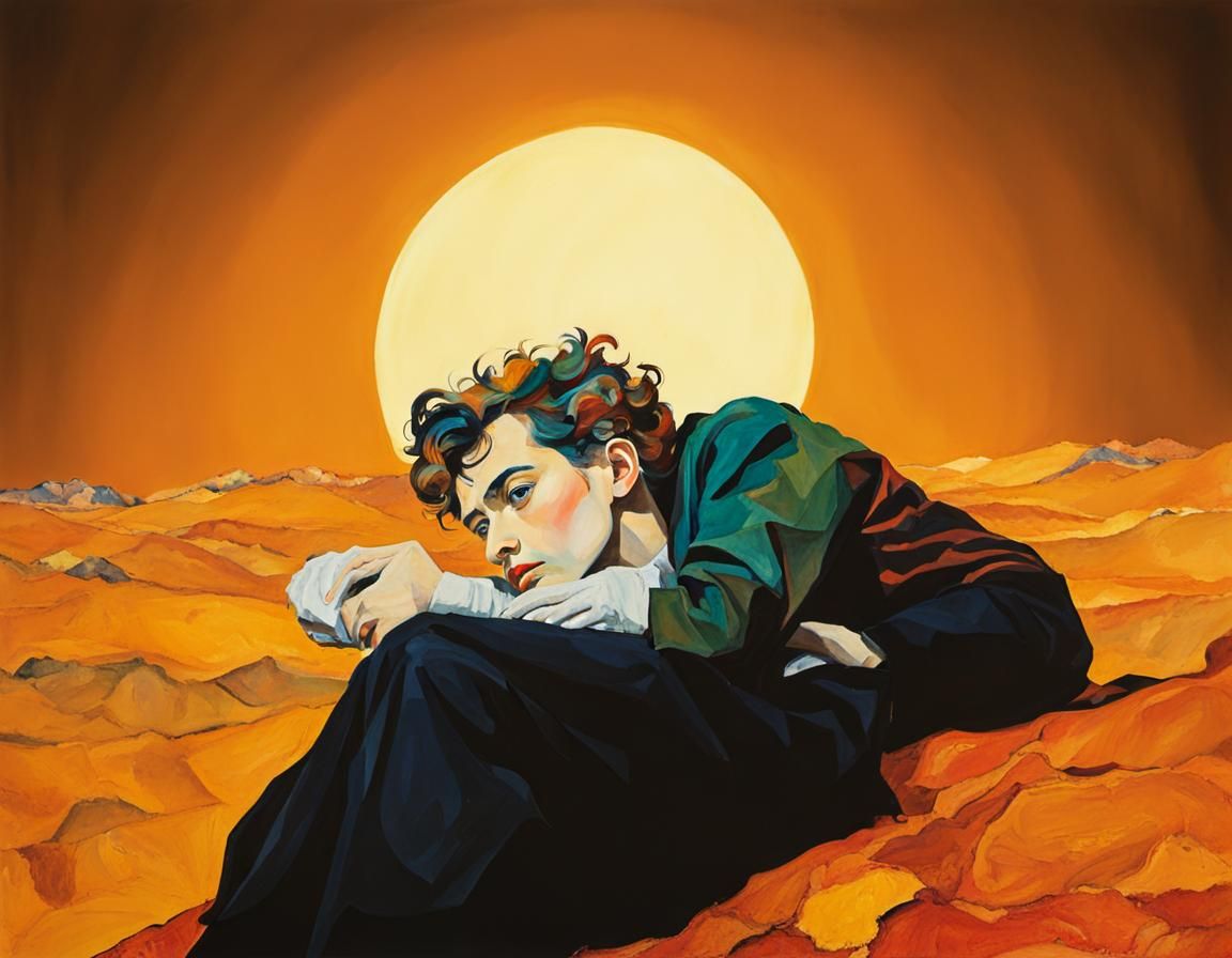 Egon Schiele-Inspired Expressionist Portrait