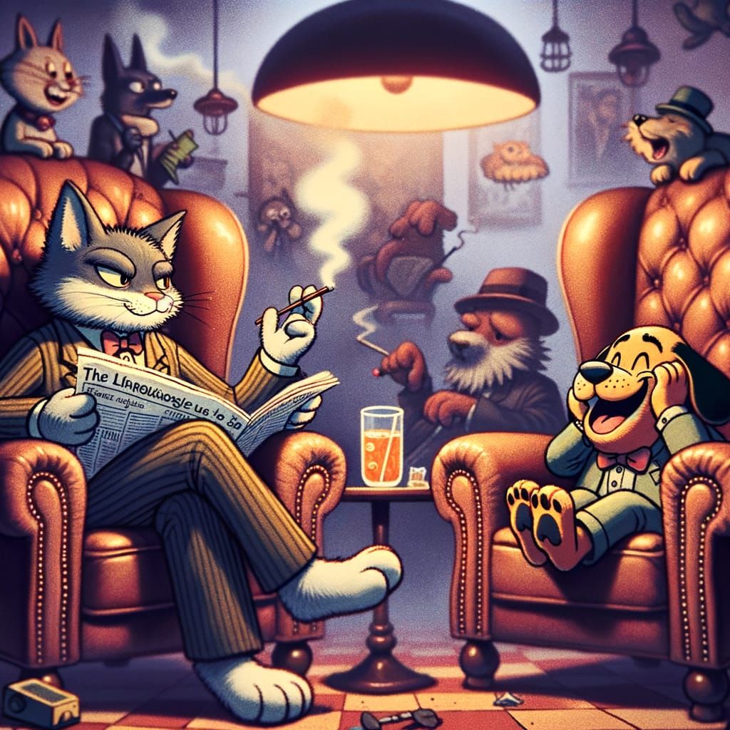 Anthropomorphic Animals Enjoying a Cartoon Club Scene