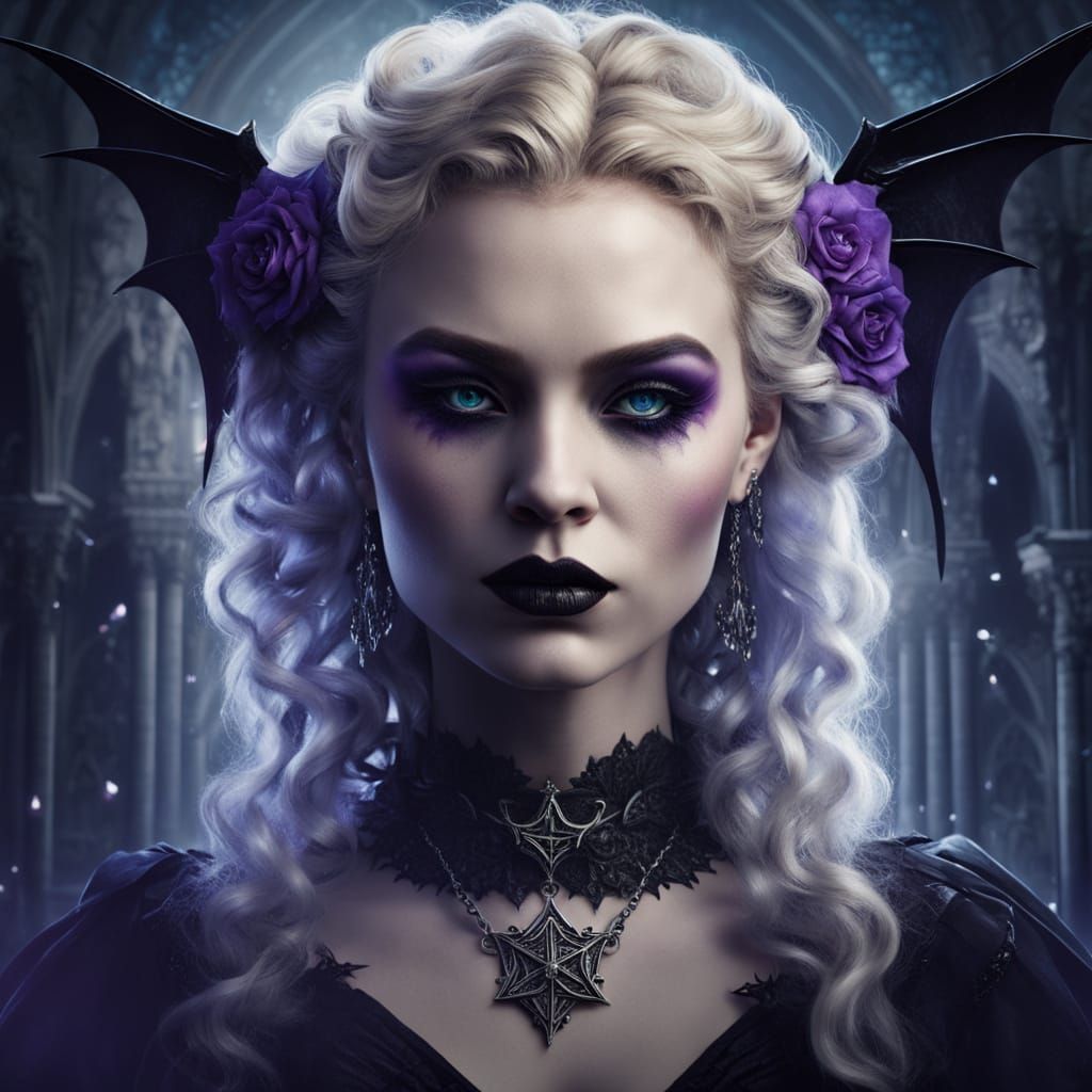 Elegant Vampire Queen Portrait in Gothic Style