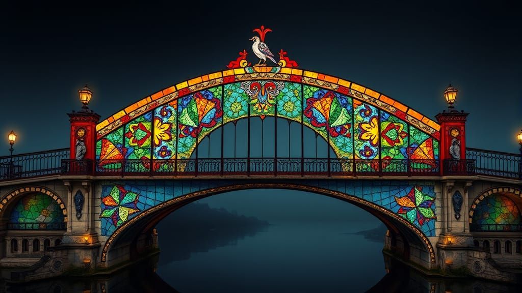 Hyperrealistic Stained Glass Bridge