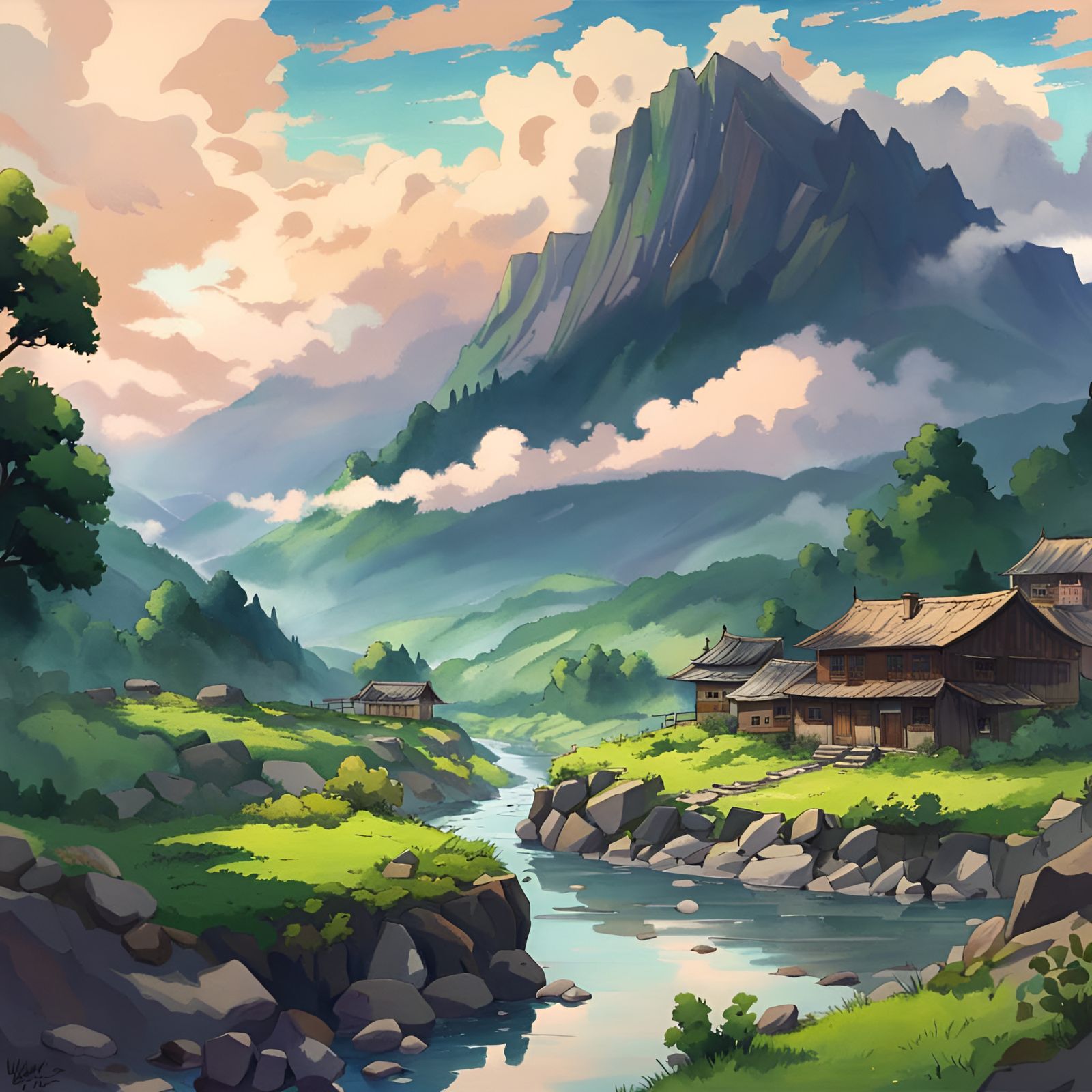 Anime Style Vale of Kashmir Landscape