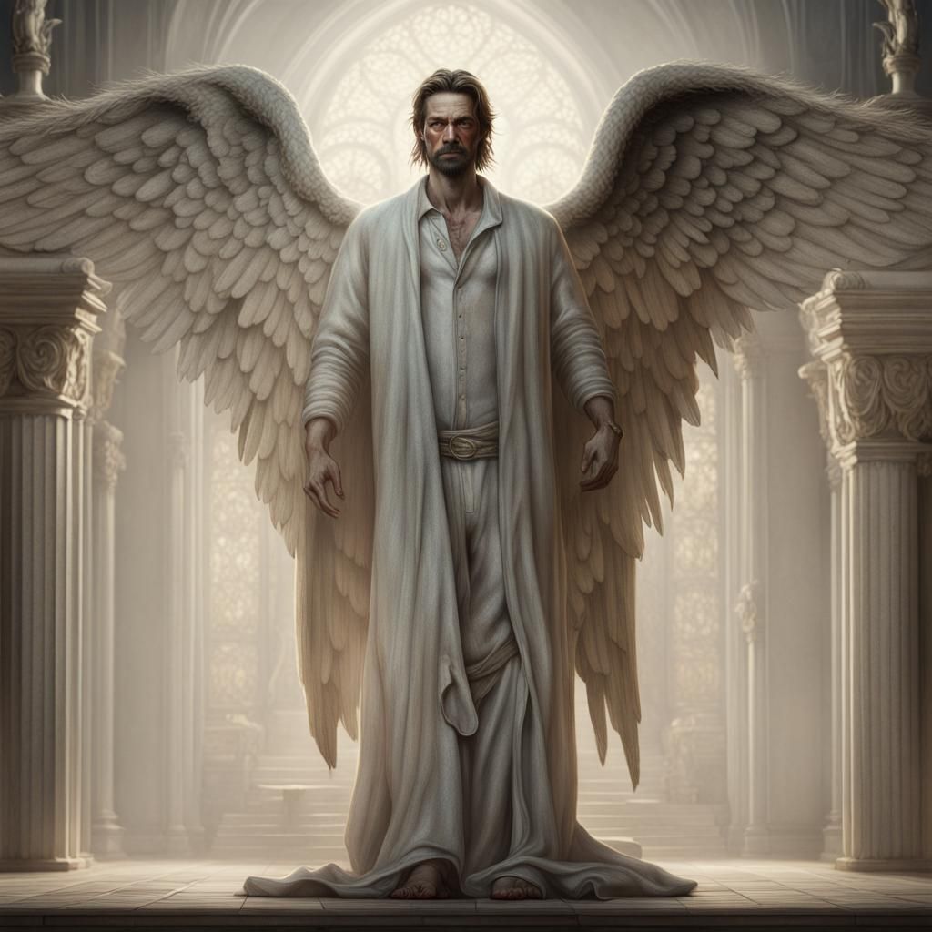 Androgynous Lucifer: Oil Pastel Angel of Light