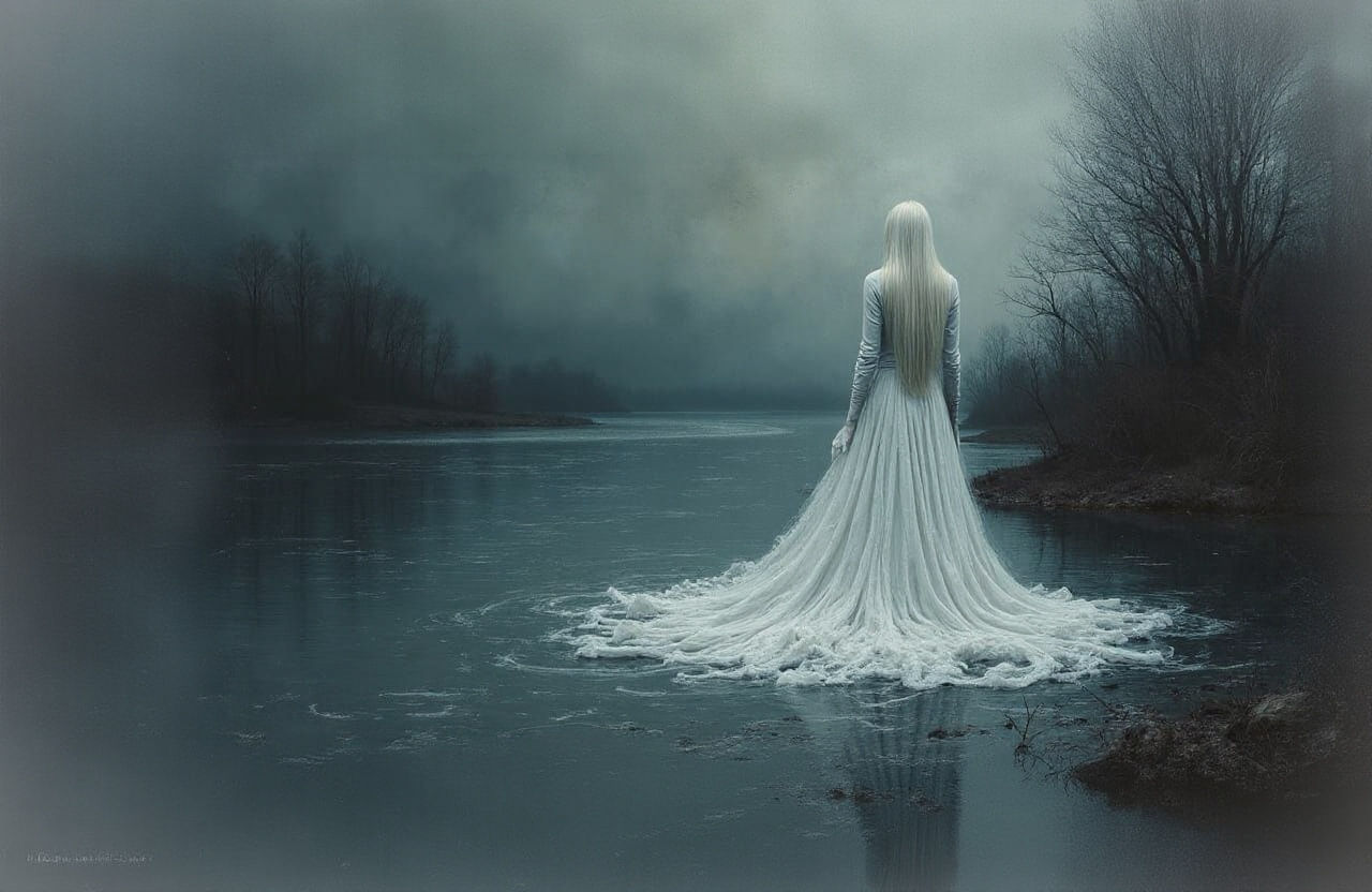 Lady of the Lake in Surreal Impasto Style