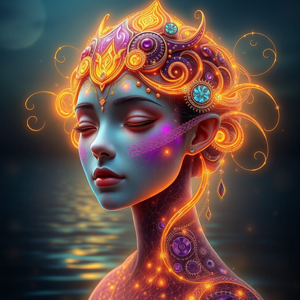 Ethereal Otherworldly Portrait in Art Nouveau Style