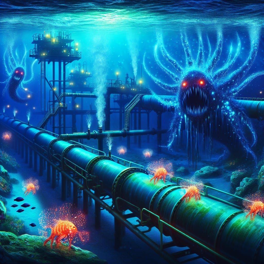 Deep-Sea Oil Leak: Bioluminescent Monsters Emerge