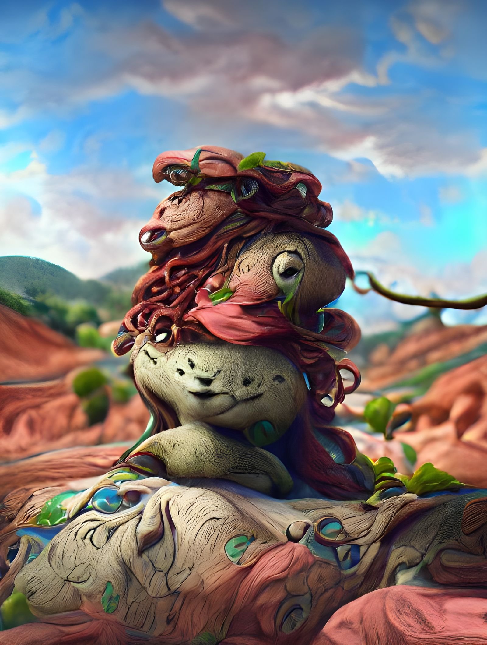 Cute Volcanic Rock Monster in Claymation Style