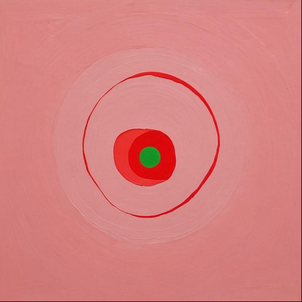 Minimalist Painting with Contrasting Circle in Gouache Style