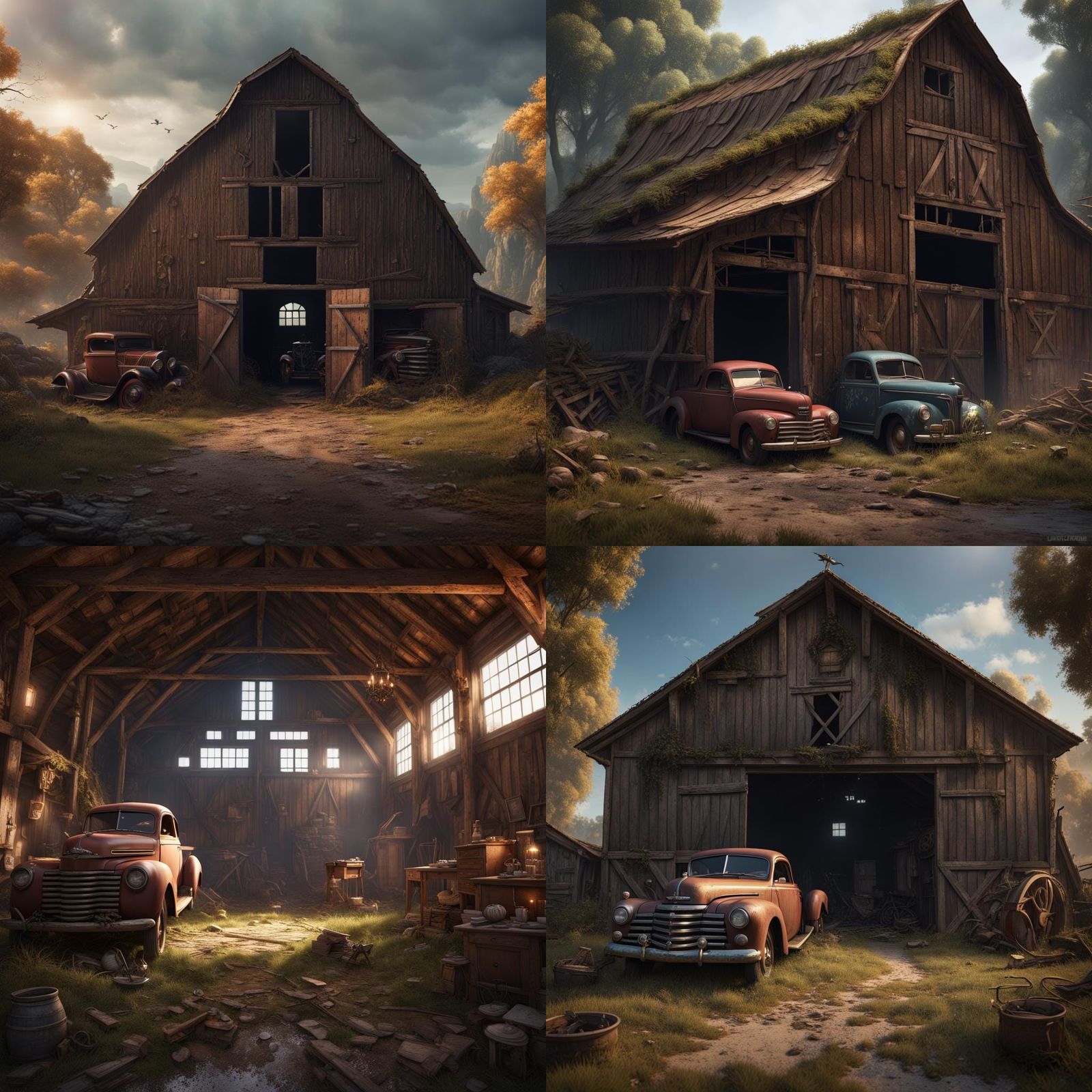 Detailed Matte Painting of a Barn Find