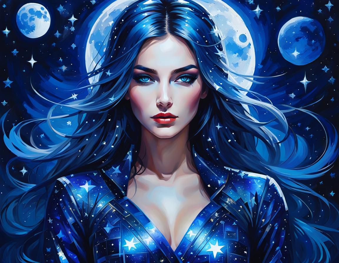 Galactic Tea Party Under Moonlit Sky