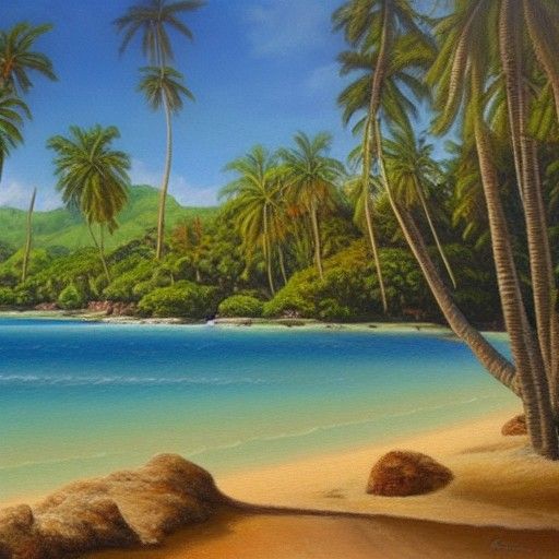 Island Paradise: Oil Painting in Plein Air Style