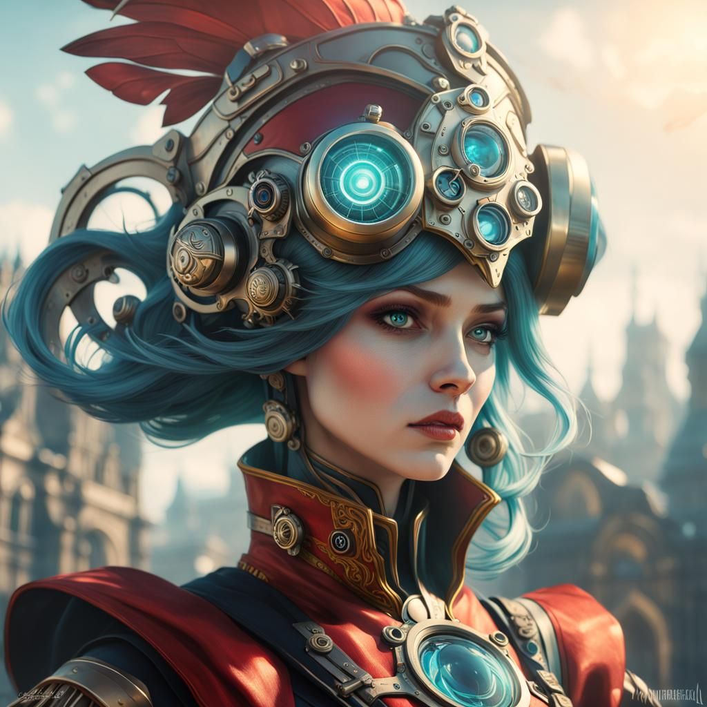 Lady Mechanika in Photorealistic Pop Art Style