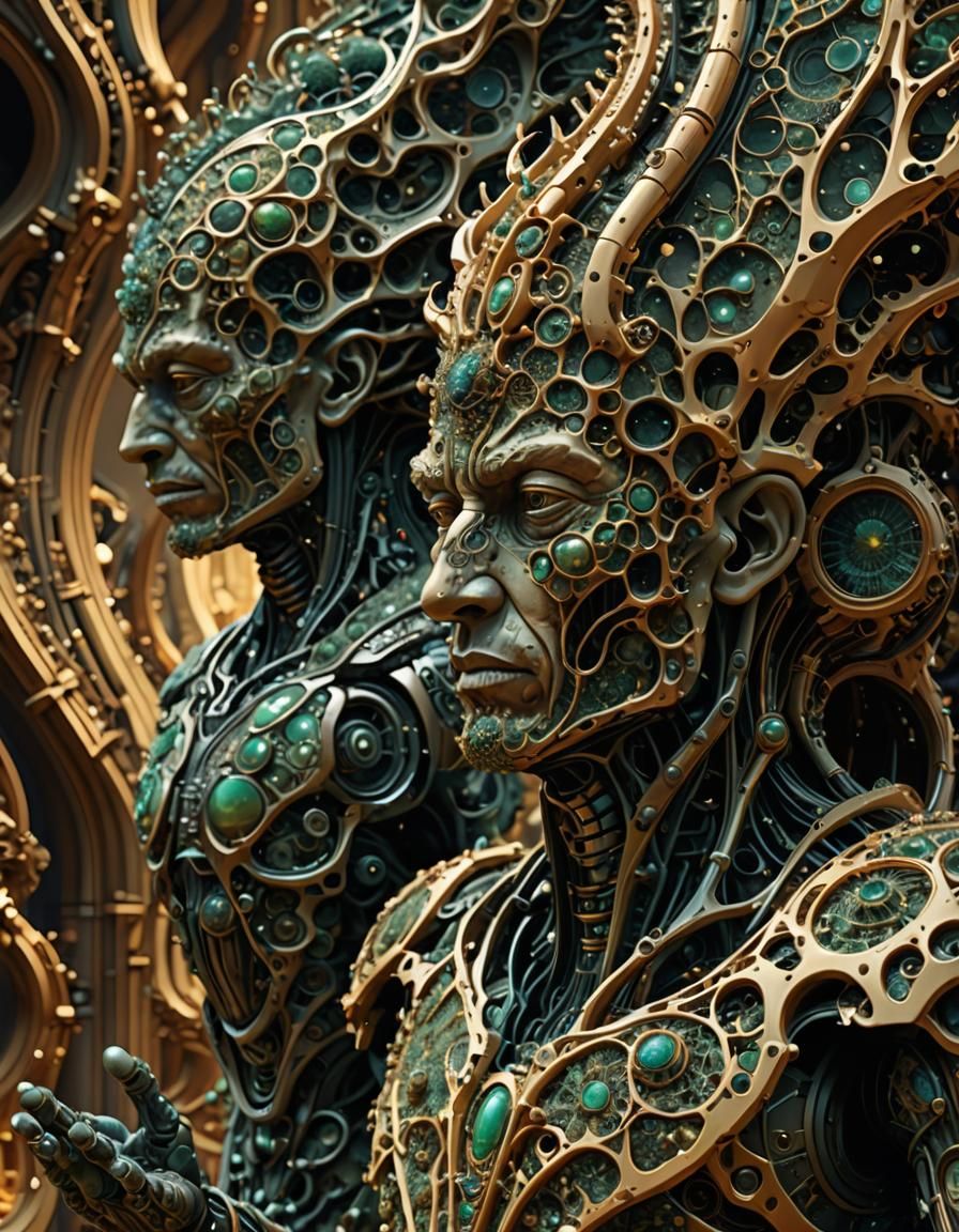 Cybernetic Portrait of a Techno-Organic Being in Conversatio...