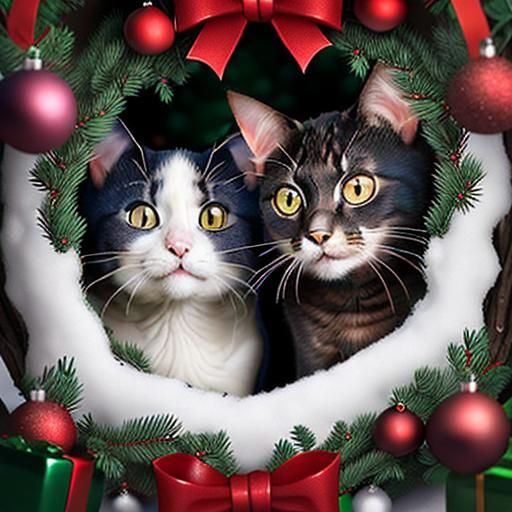 Cats Hide in Christmas Tree: Festive Felines