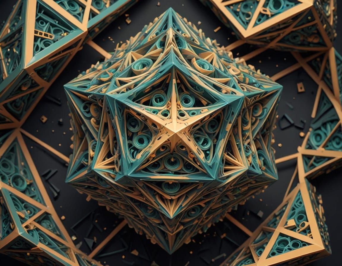 squazoodling 3D recursive geometric math art resined acrylic...