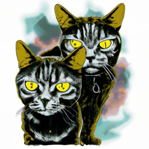 Cats in Comic Book Style Art