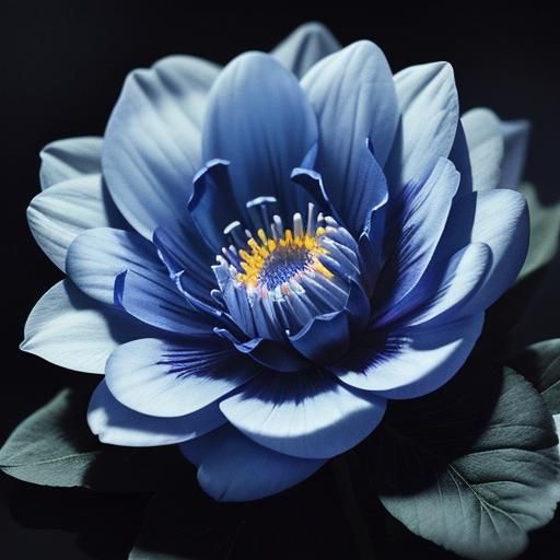Detailed Midnight Blue Flower in HDR