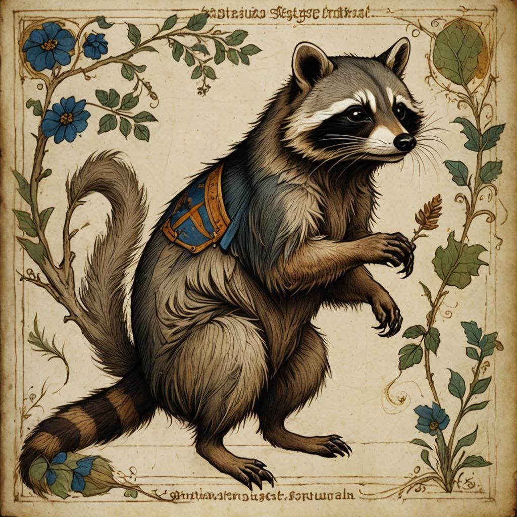 Raccoon in Leonardo da Vinci Style