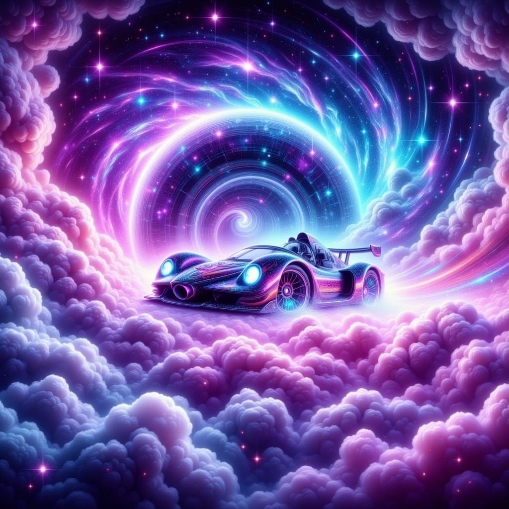 Hot Wheels Racing Through a Vibrant Cosmic Dreamscape in Imp...