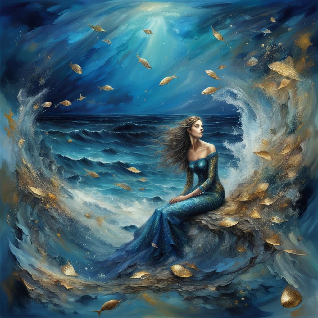 Surreal Seascape of Mermaid Memories in Digital Art