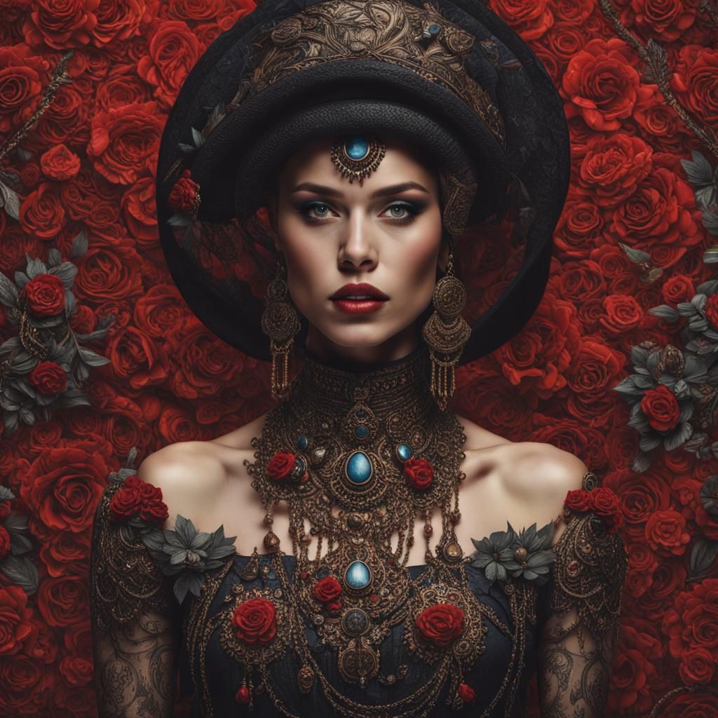 Beautiful Woman in Corset Dress at Cafe