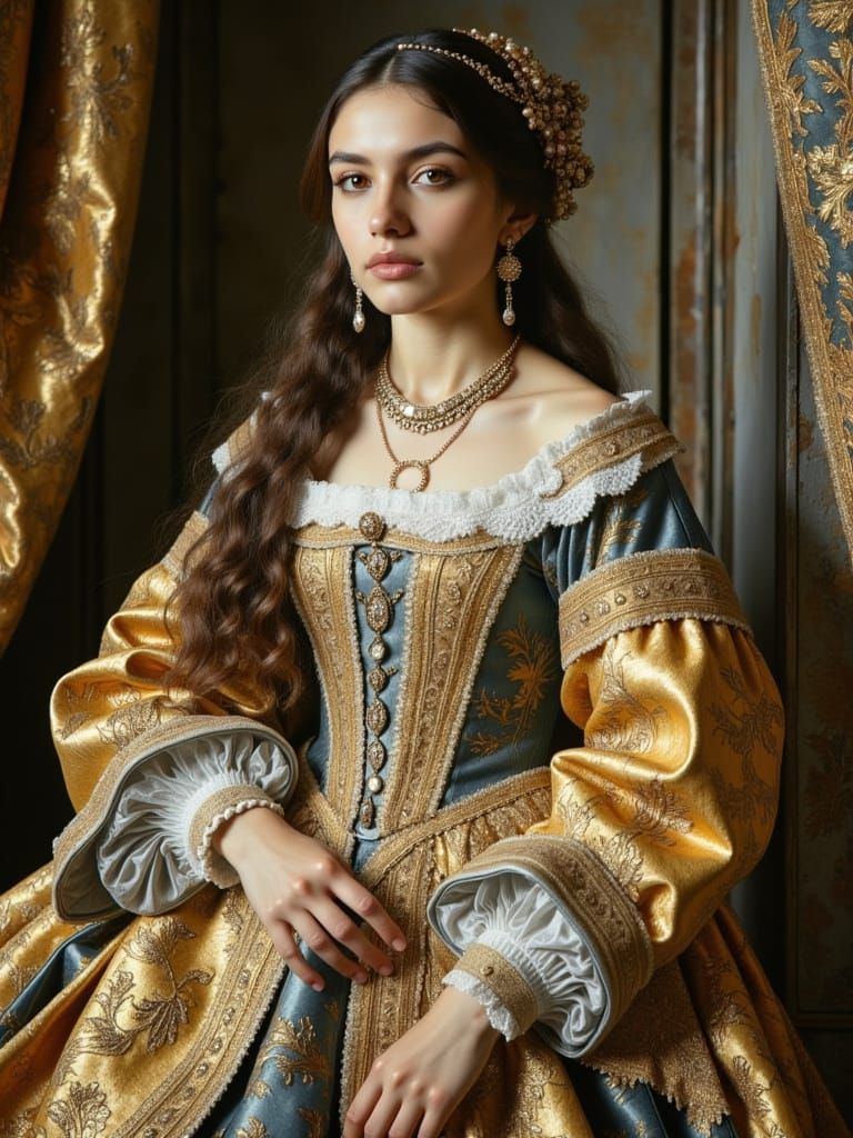 Stunning Young Noblewoman in 17th Century Attire