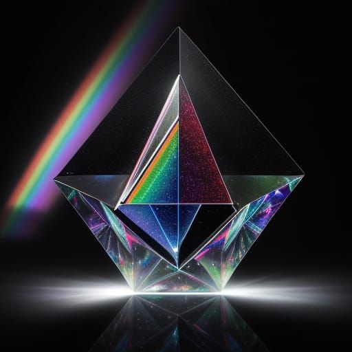 Triangular Prism Refracts Light into Rainbow: Hyper-Realisti...