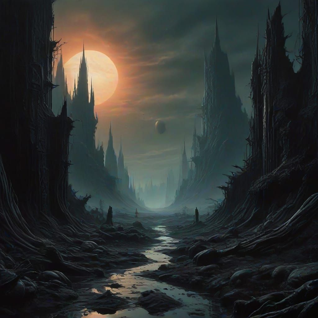 Surreal Inkscapes in Cosmic Darkness