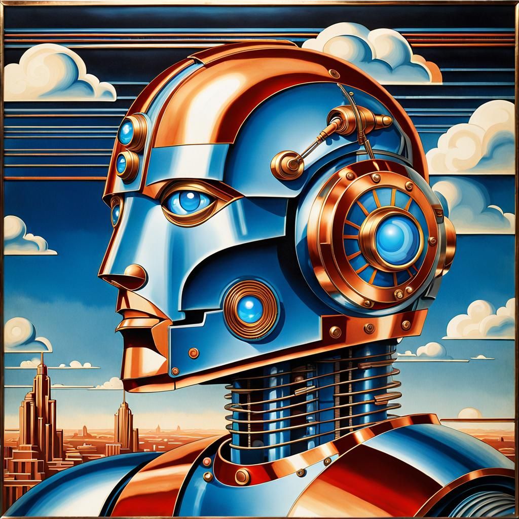 Cyborg Robot in 1930s Art Deco Style
