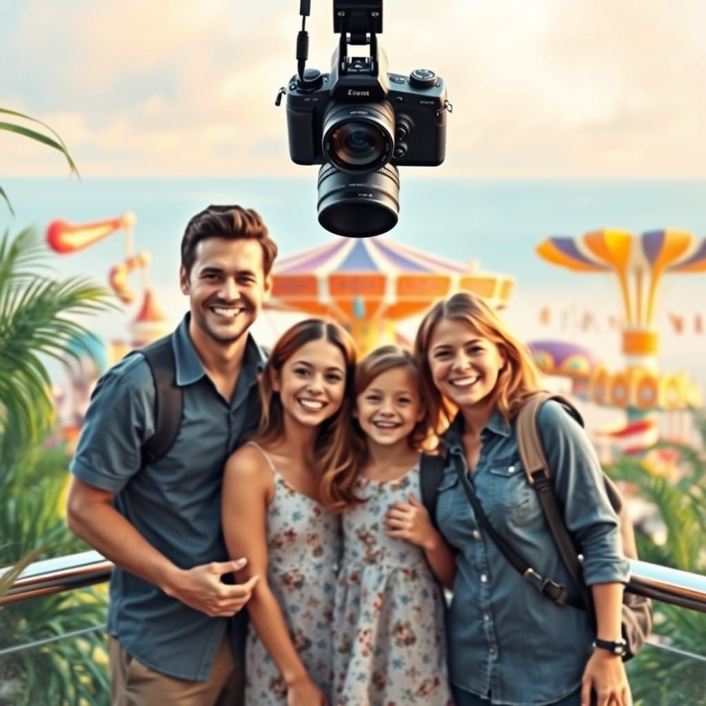 Sunny Family Carnival Cruise in Impressionist Style