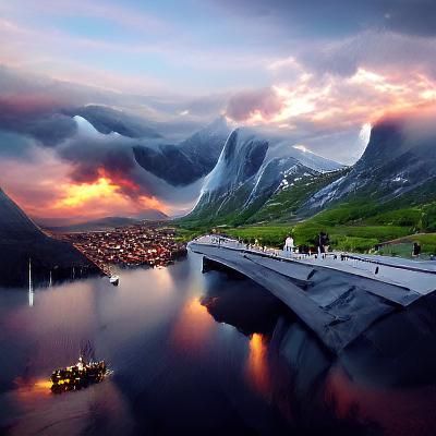 Detailed Matte Painting of Norway Landscape