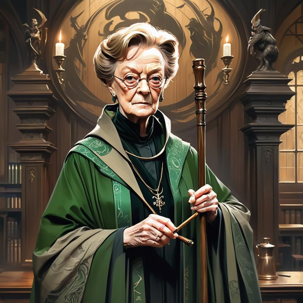 Minerva McGonagall Portrait in Elegant Study