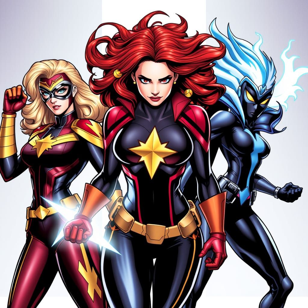 Marvel Superheroes Reimagined as Women in Comic Book Style