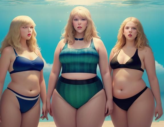 Hyperrealistic Image: Curvy Women Rolling in Cake