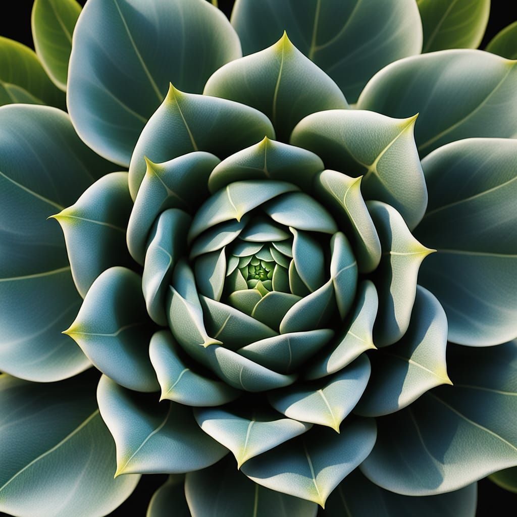 Botanical Fractal Masterpiece of Aloë polyphylla in Earthy A...