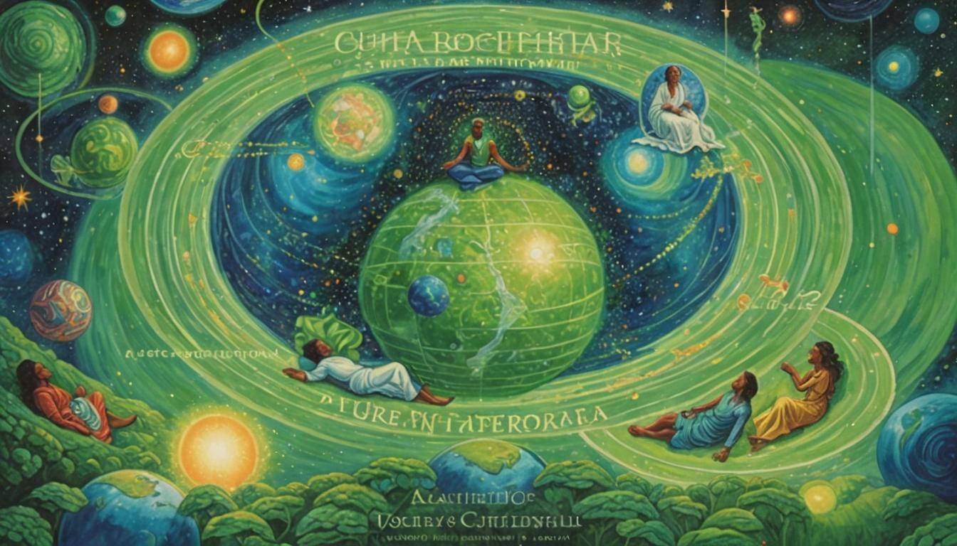 Visionary Astral Scene with Man in Cosmos