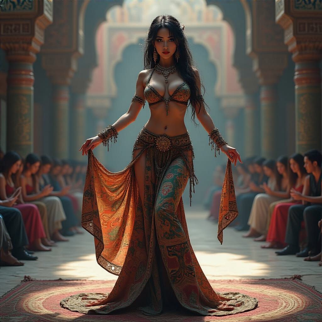 Japanese Bellydancer in Palace, Inspired by Sci-Fi Artists