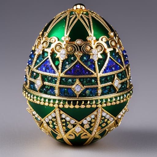 Ornate Faberge Style Easter Egg with Gems