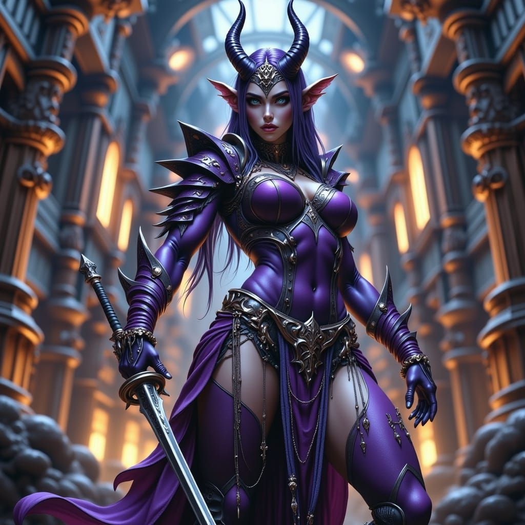 Muscular Drow Warrior in Dark Fantasy Style