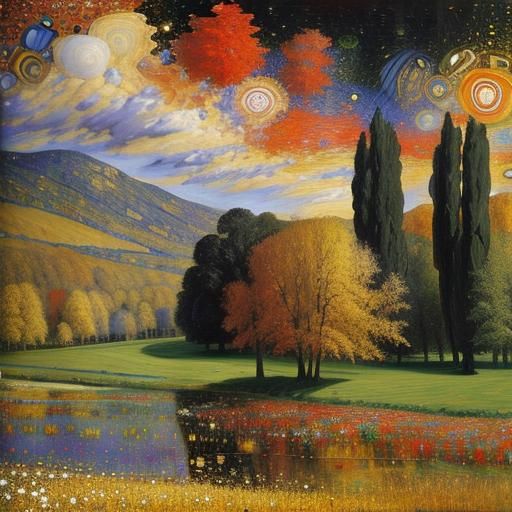 Expressionistic Landscape in Triadic Fractal Colors