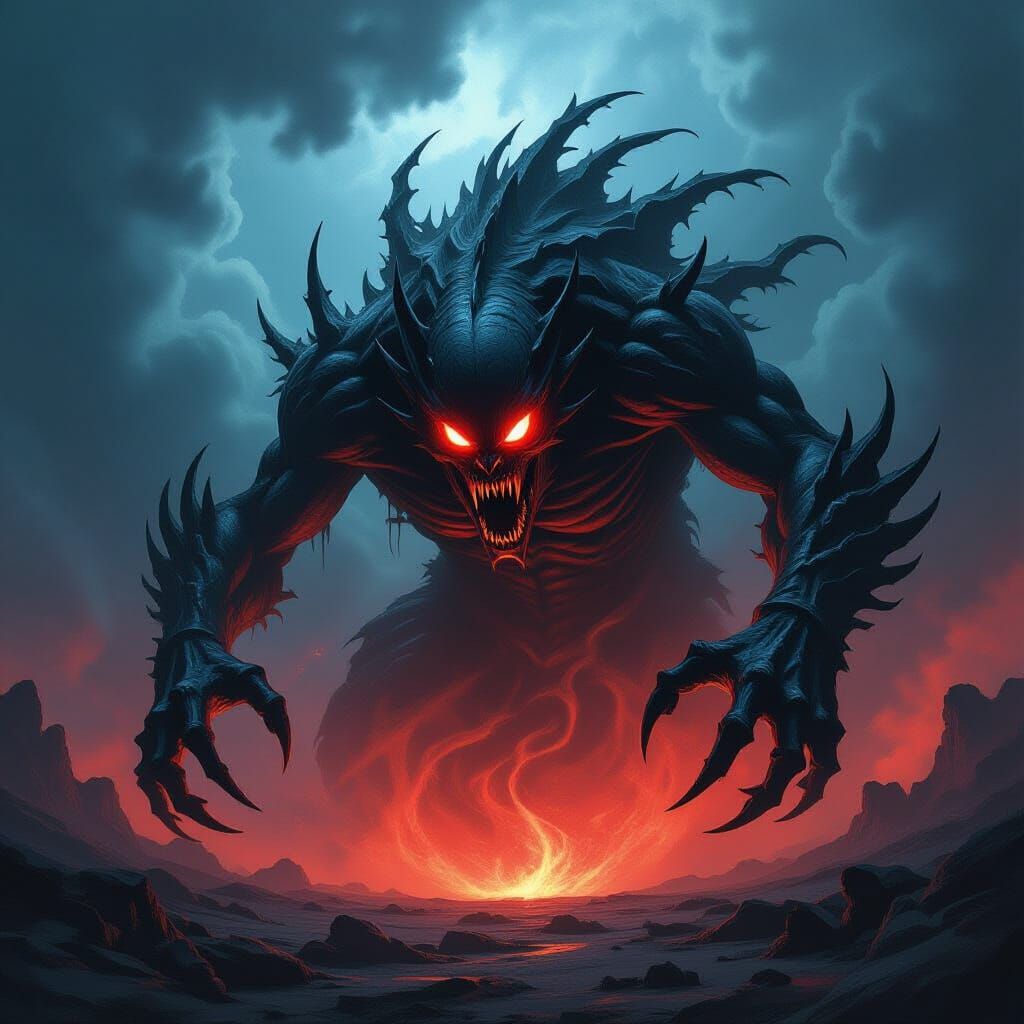 Terrifying Monster Emerging from Dark Vortex