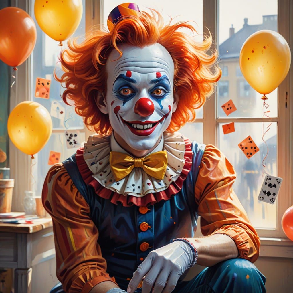Vibrant Watercolor Clown Portrait