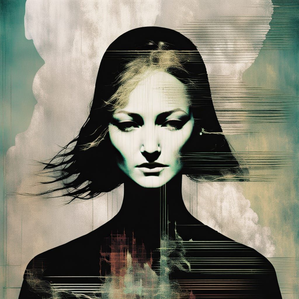 Ghostly Figure Electric Revelation in Abstract Neon Ink Styl...